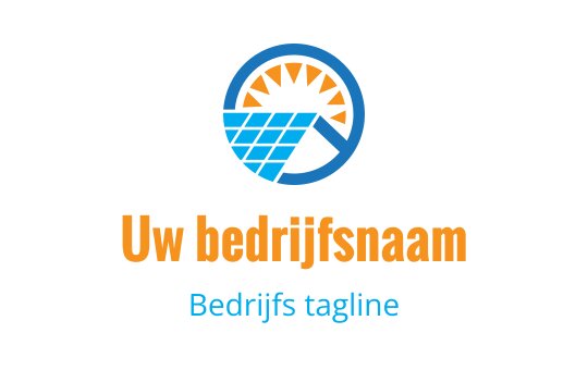 Modern logo ontwerp met zon en zonnepanelen in blauw en oranje