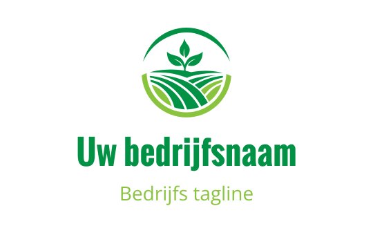 Modern groen logo ontwerp met een plant en gebogen velden