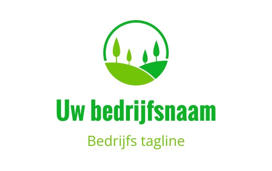 Modern groen logo ontwerp met gestileerde bomen en glooiende heuvels
