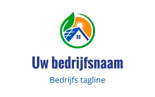 Modern logo ontwerp met een huis, zonnepaneel en groene blad