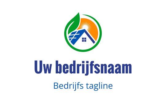 Modern logo ontwerp met een huis, zonnepaneel en groene blad