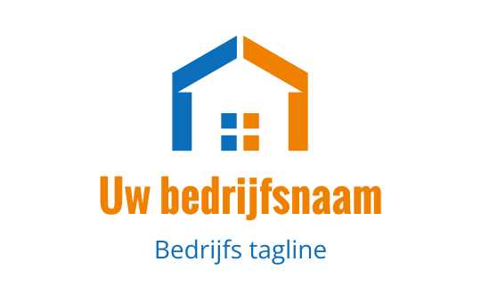 Modern huis logo ontwerp met blauwe en oranje elementen