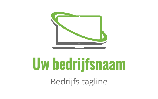 Modern laptop logo ontwerp met een groene omringende lijn