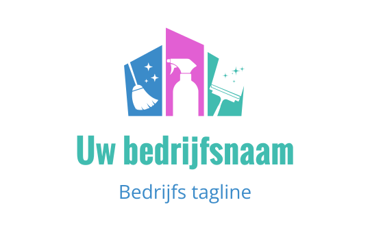 Kleurrijk logo ontwerp met schoonmaakgereedschap en een spuitfles