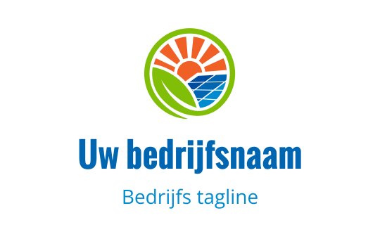 Kleurrijk logo ontwerp met een zon, water en groene bladeren