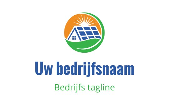 Modern logo ontwerp met een huis, zonnepanelen en een zonnestraal