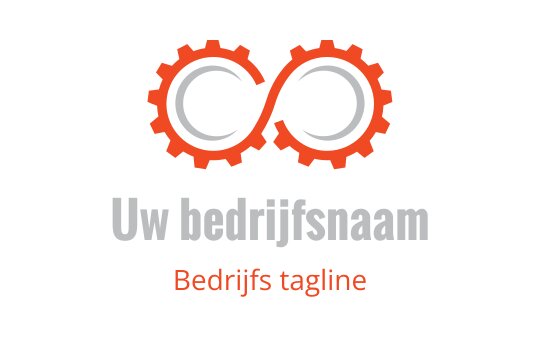 Modern oneindigheid logo ontwerp met in elkaar grijpende tandwielen in oranje en grijs