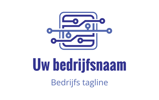 Modern logo ontwerp met een circuitpatroon in blauw en paars