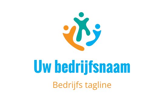 Kleurrijk logo ontwerp met abstracte figuren in oranje, teal en blauw