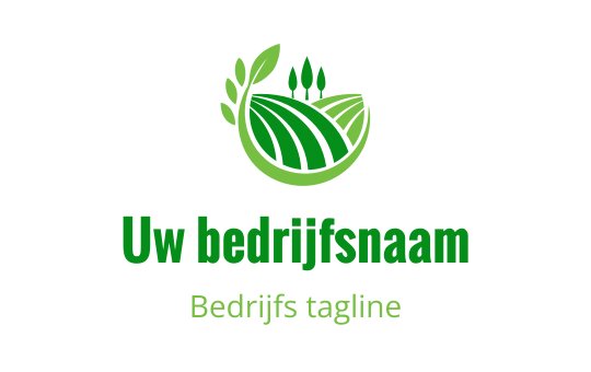 Modern groen logo ontwerp met gestileerde velden en bladeren