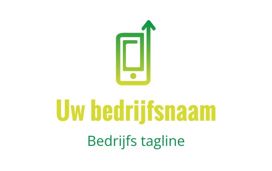 Modern logo ontwerp met een smartphone en een opwaartse pijl in groen en geel