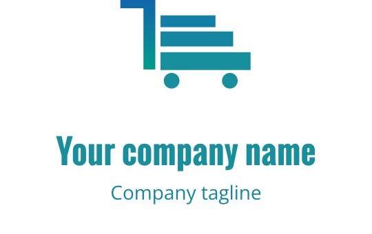 Modern logo ontwerp met een gestileerde kar en gestapelde dozen