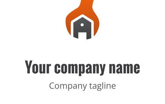 Dapper logo ontwerp met een oranje tandwiel, bruine accenten en grijze tekst