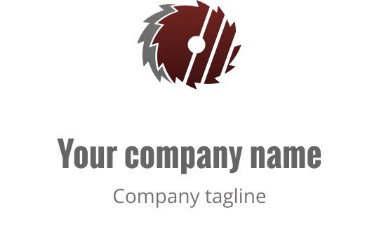 Modern logo ontwerp van een cirkelzaagblad in rood en grijs