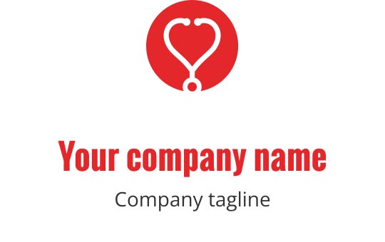 Modern logo ontwerp met een stethoscoop in hartvorm