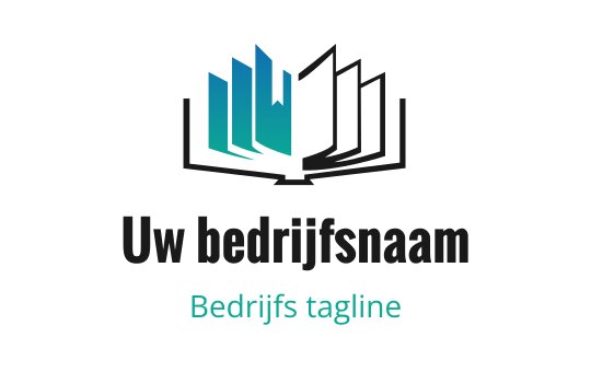 Modern logo ontwerp met een open boek en blauwe en groene balken