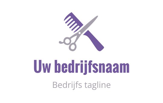 Modern logo ontwerp met scharen en een kam in paarse tinten