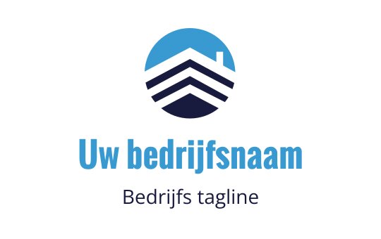 Modern logo ontwerp met een blauwe cirkelvorm en gelaagde chevrons