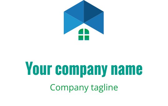 Modern logo ontwerp met een gestileerde teal en blauwe boom met groene accenten