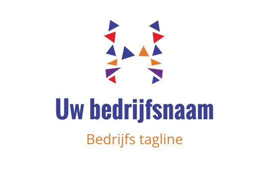Kleurrijk geometrisch logo ontwerp met driehoekige vormen en vetgedrukte letters