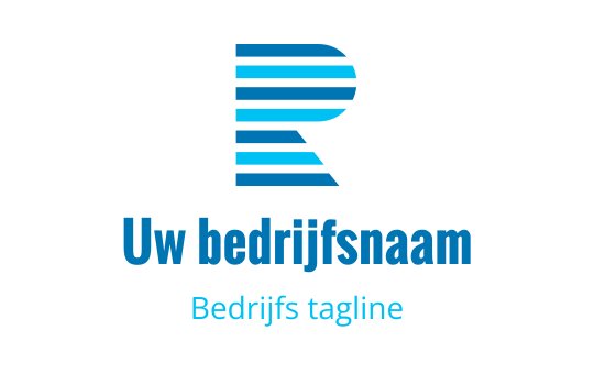 Modern blauw logo ontwerp met een gestileerde letter R en strepen