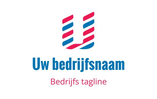 Modern logo ontwerp met een gestileerde letter U in rode en blauwe strepen