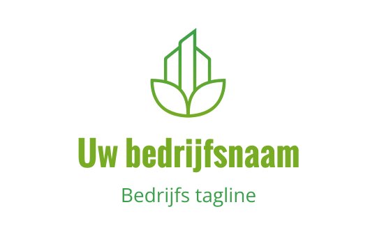 Modern groen logo ontwerp met gestileerde bladeren en geometrische vormen