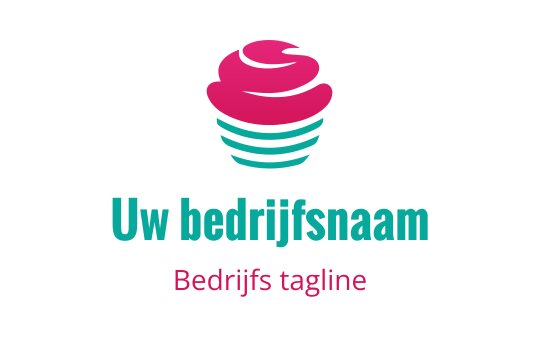 Kleurrijk logo ontwerp van een cupcake met roze glazuur en teal basis
