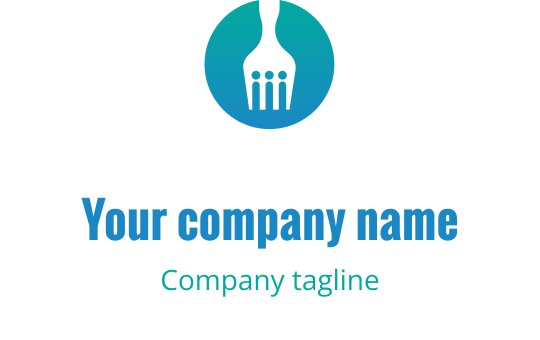Modern logo ontwerp met een vork in een cirkelvormige gradient achtergrond