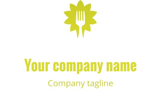 Elegant logo ontwerp met een gouden blad verweven met een vork