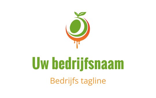 Vers groen en oranje logo ontwerp met een gestileerd fruit en bladeren