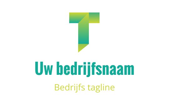 Modern geometrisch logo ontwerp met een gestileerde groene letter T
