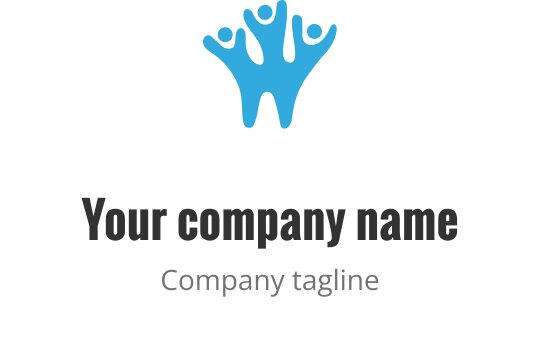 Creatief logo ontwerp met drie abstracte figuren in het blauw
