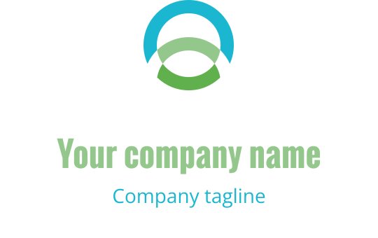 Modern logo ontwerp met overlappende blauwe en groene bogen