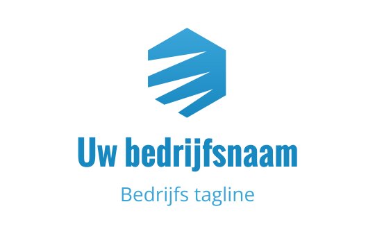 Modern blauw logo ontwerp met een hexagonale vorm en dynamische lijnen