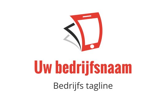 Creatief logo ontwerp met een rode smartphone en zwarte pagina's