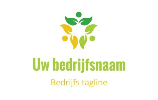 Kleurrijk logo ontwerp met gestileerde bladeren en menselijke figuren