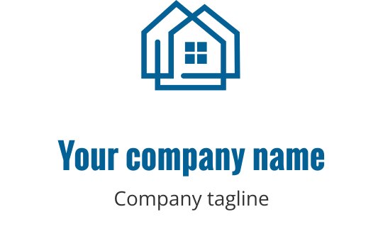Teal logo ontwerp met een gestileerd huis en een uitnodigende ingang