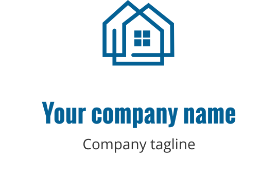 Teal logo ontwerp met een gestileerd huis en een uitnodigende ingang