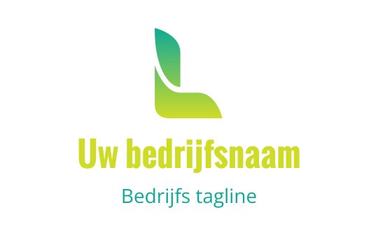 Modern logo ontwerp met een gestileerd groen blad en de letter L