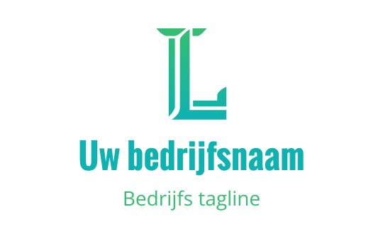 Modern teal logo ontwerp met gestileerde letters en strakke lijnen