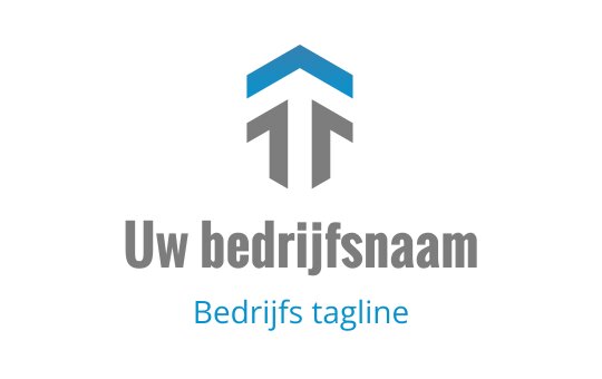Modern logo ontwerp met een gestileerde opwaartse pijl in blauw en grijs