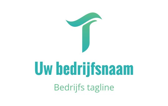 Modern teal logo ontwerp met een gestileerde letter T en vloeiende elementen