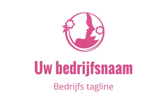 Elegant roze logo met een silhouet van een vrouwenprofiel en bloemen