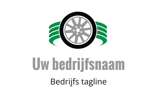 Modern logo ontwerp met een band en groene accenten in vetgedrukte typografie