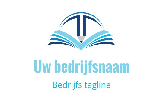 Modern logo ontwerp met een open boek en potlood in blauwtinten