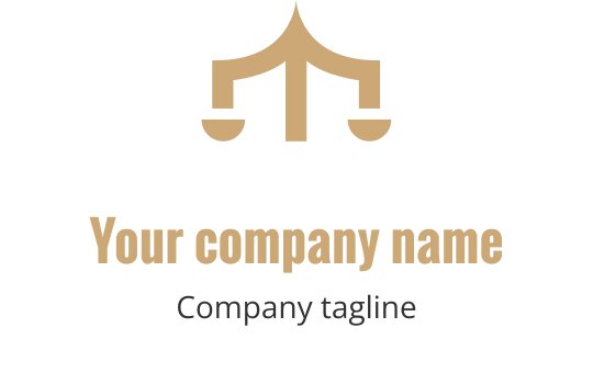 Stijlvol logo ontwerp met een gebalanceerde schaal in goud en zwart