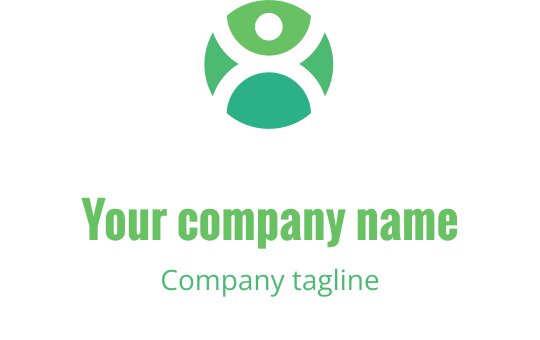 Modern groen logo ontwerp met een cirkelvorm en afgeronde vormen