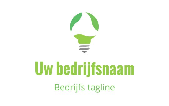 Modern logo ontwerp van een gloeilamp met groene bladaccenten