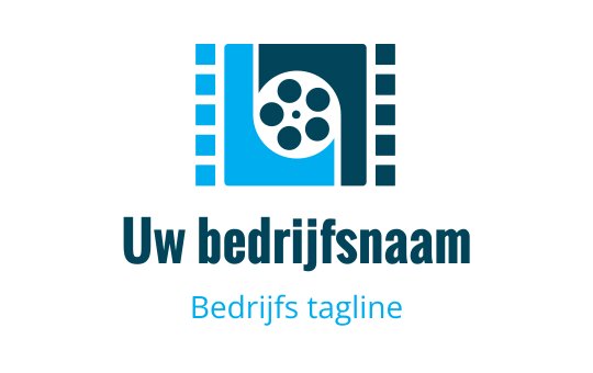 Modern logo ontwerp met een filmrol en gestileerde filmstrips